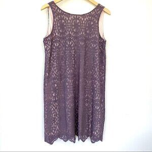 Pinkblush lace midi  dress with crew neck and v-back
